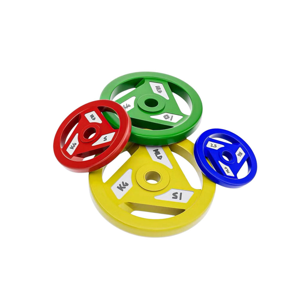 MERIDIAN D5 2.5/5/10/15KG Colorful & Black Rubber-Coated All-Iron Barbell Plates with Three-Hole Large Grip for Strength Training Home Gym