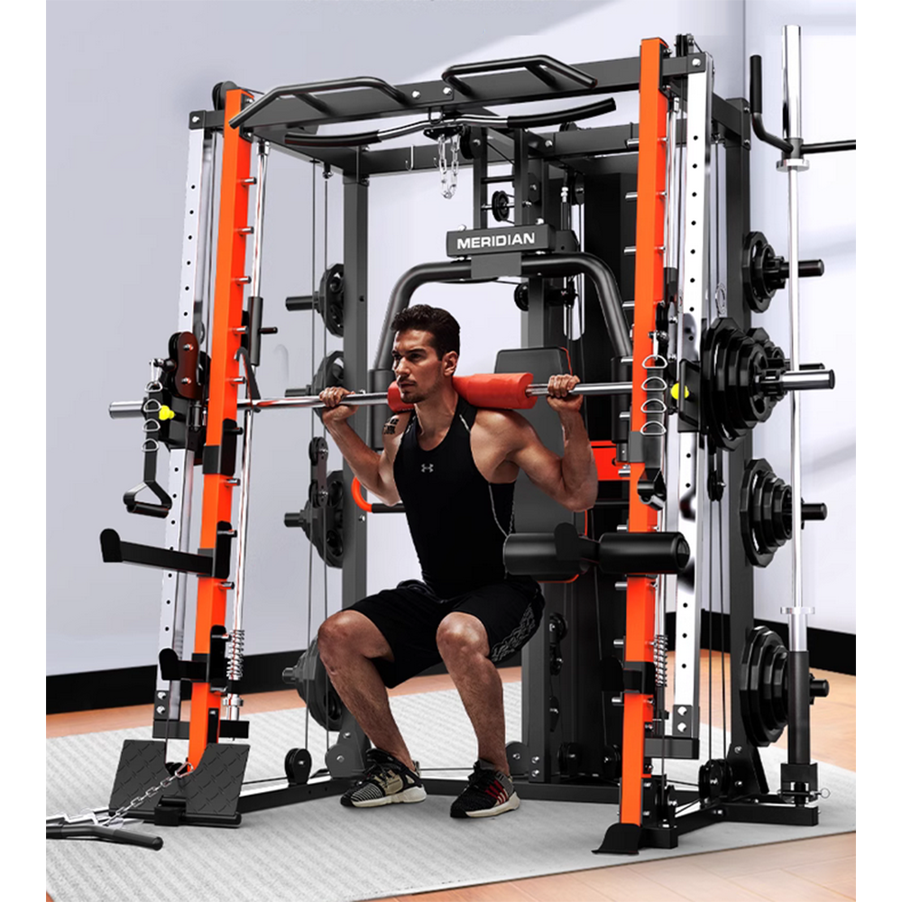 MERIDIAN Q8 Multi Function Power Rack Squat Cage Weight Train Equipment Smith Gantry Crane Machine Home Gym Smith Machine