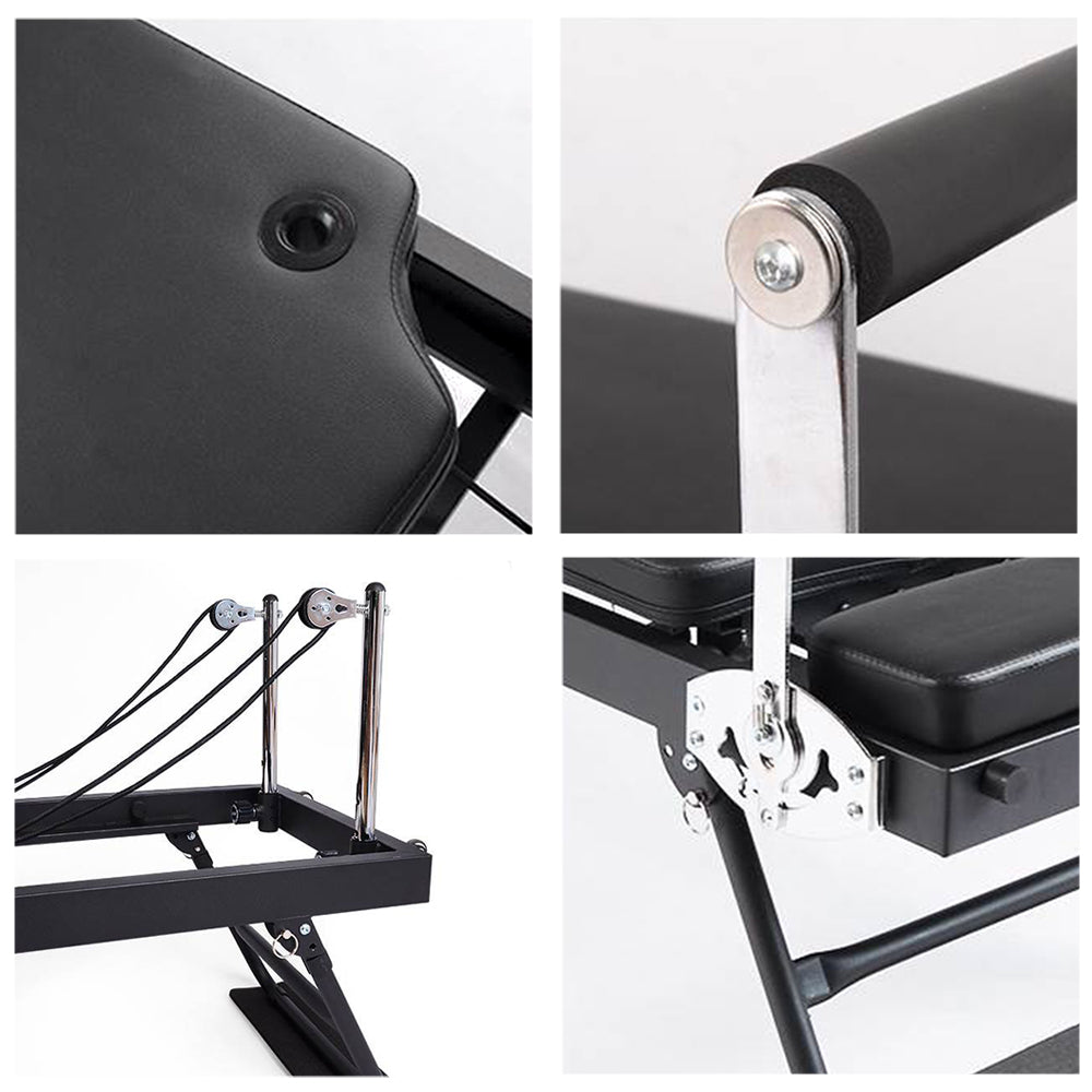 FLEXIO Multi-purpose Foldable Steel Frame Pilates Reformer Pilates Tables - Black Home Gym