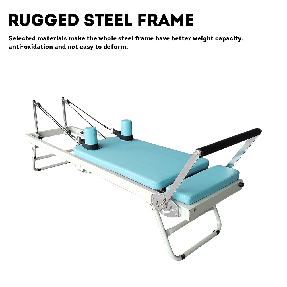 FLEXIO Multi-purpose Foldable Steel Frame Pilates Reformer Pilates Tables - Blue Home Gym