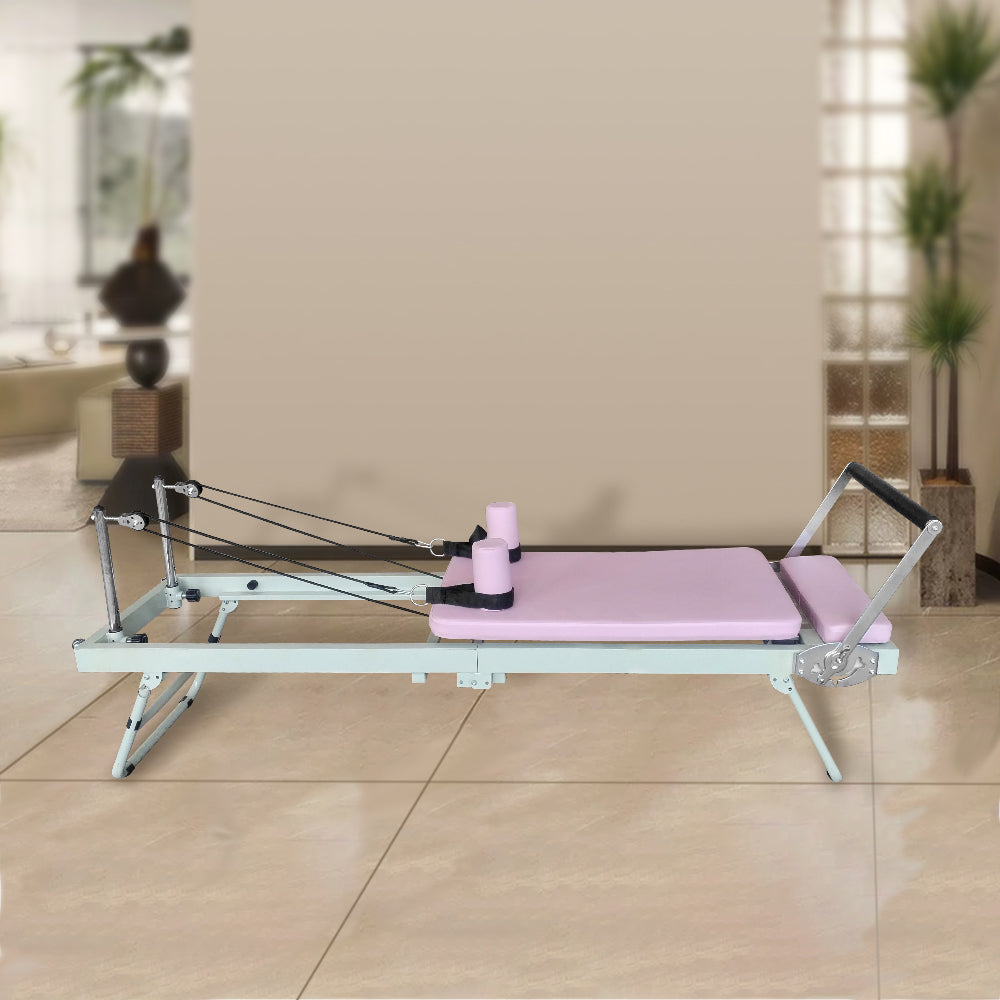 FLEXIO Multi-purpose Foldable Steel Frame Pilates Reformer Pilates Tables-Pink Home Gym