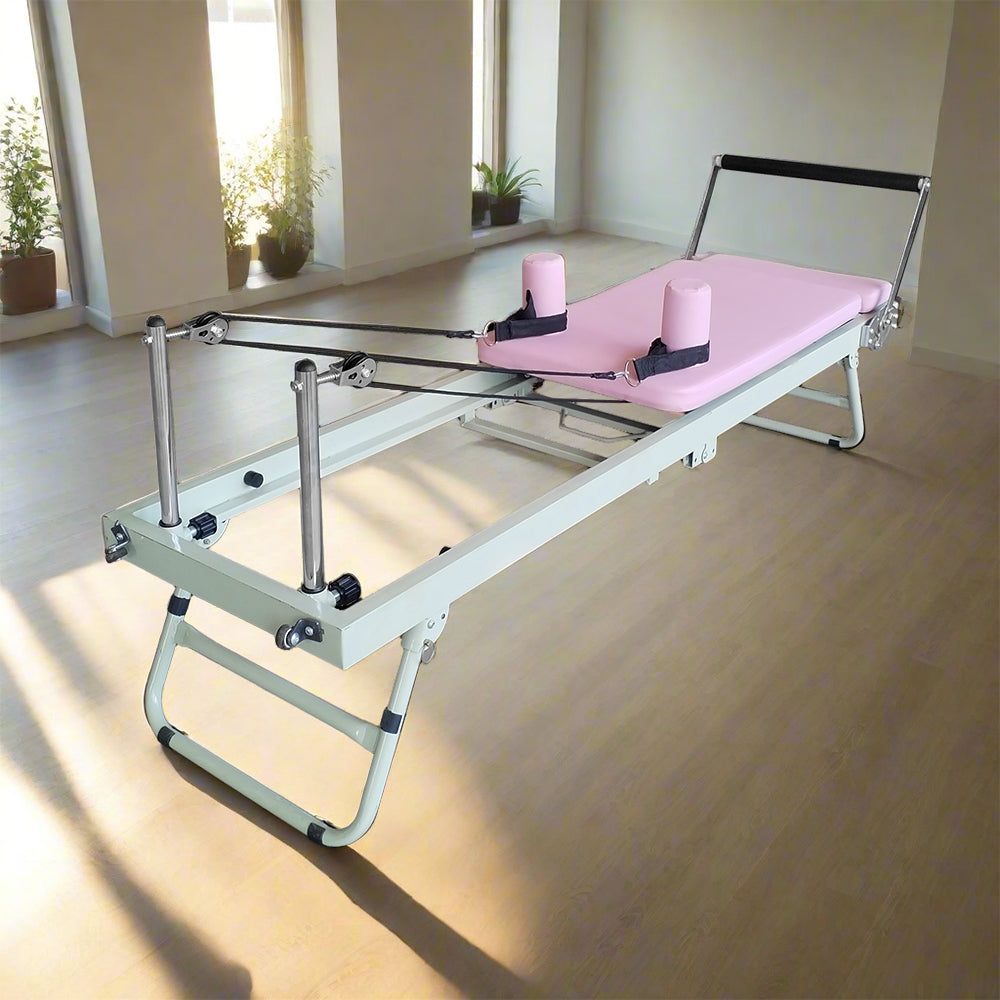 FLEXIO Multi-purpose Foldable Steel Frame Pilates Reformer Pilates Tables-Pink Home Gym