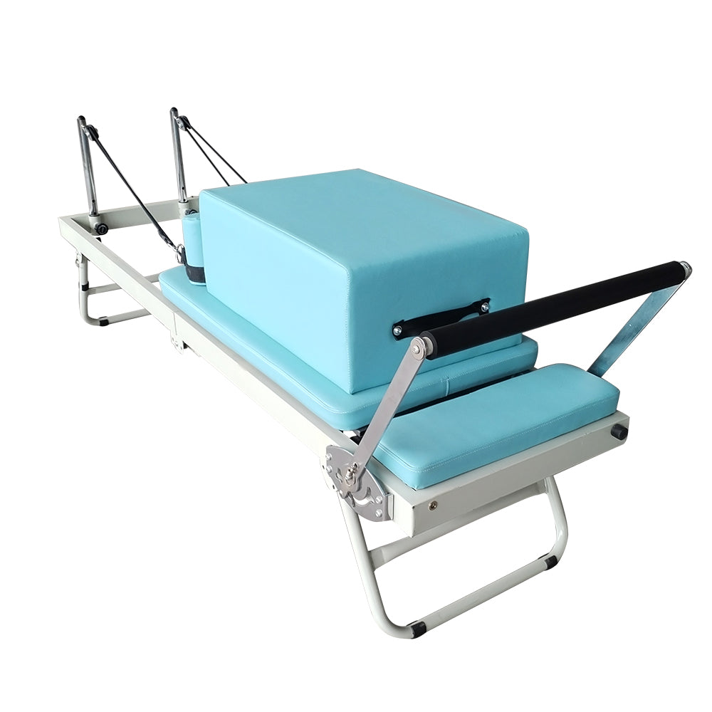 FLEXIO Multi-purpose Foldable Steel Frame Pilates Reformer Pilates Tables With Square Box - Blue Home Gym
