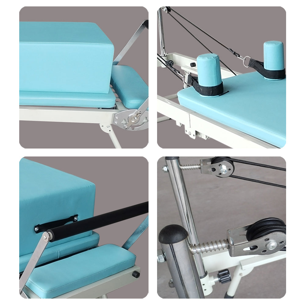 FLEXIO Multi-purpose Foldable Steel Frame Pilates Reformer Pilates Tables With Square Box - Blue Home Gym