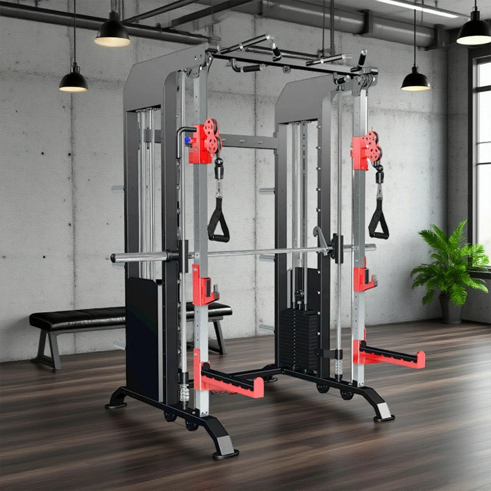 FITPRO Multi-Functional Home Gym Machine - 140kg Pin & Plate Loaded System, Adjustable Fly Handles - Black