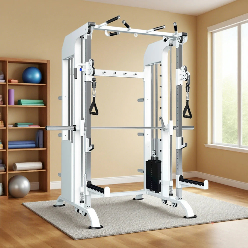 FITPRO Multi-Functional Home Gym Machine - 140kg Pin & Plate Loaded System, Adjustable Fly Handles - White