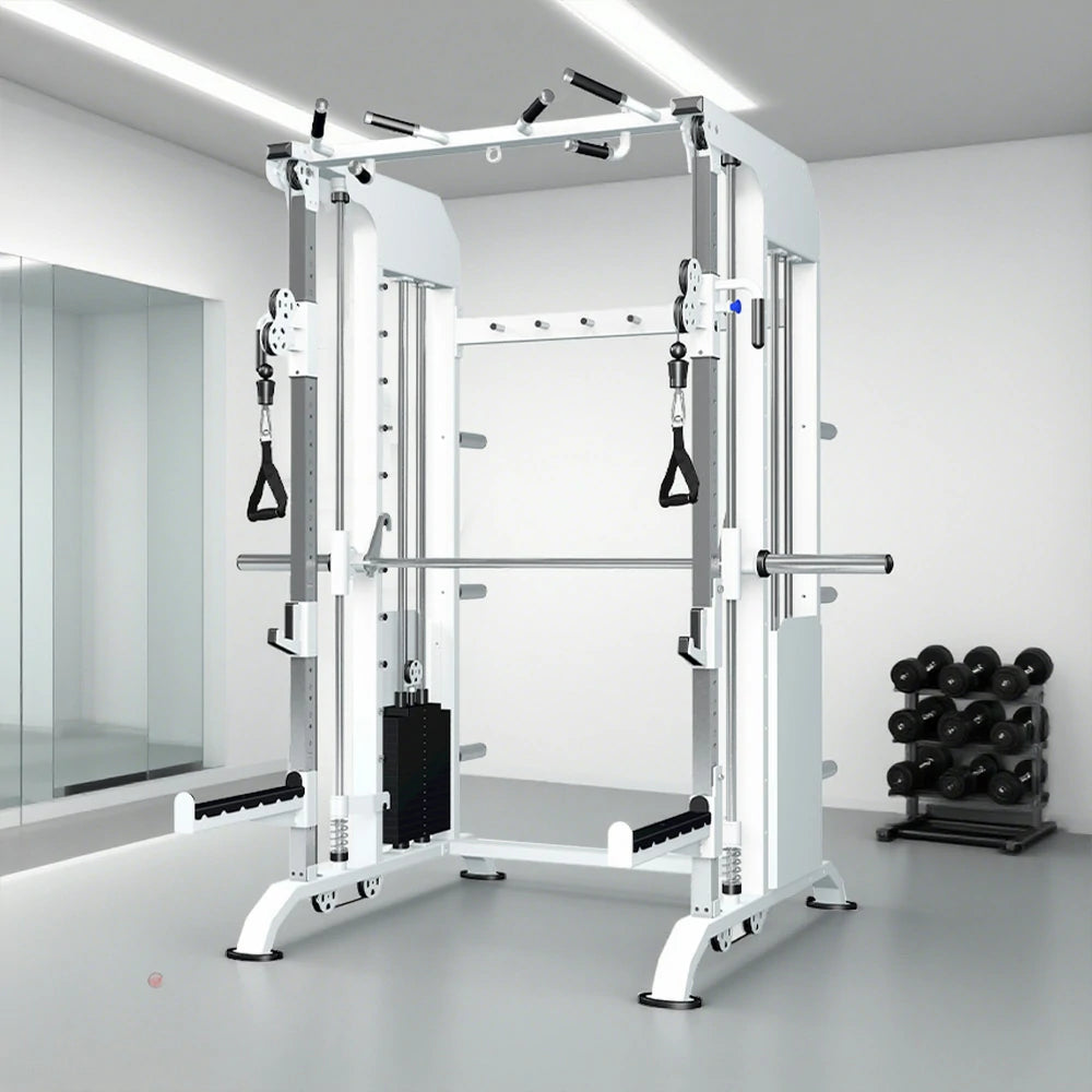 FITPRO Multi-Functional Home Gym Machine - 140kg Pin & Plate Loaded System, Adjustable Fly Handles - White