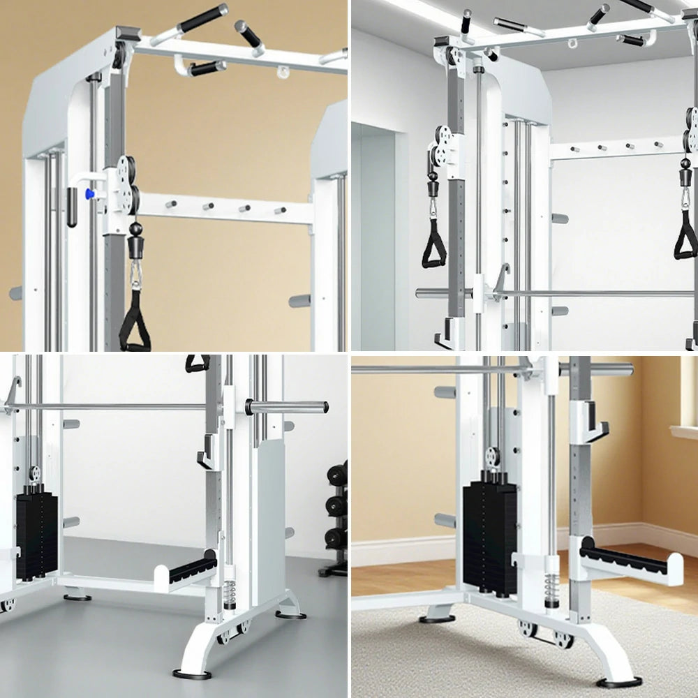 FITPRO Multi-Functional Home Gym Machine - 140kg Pin & Plate Loaded System, Adjustable Fly Handles - White