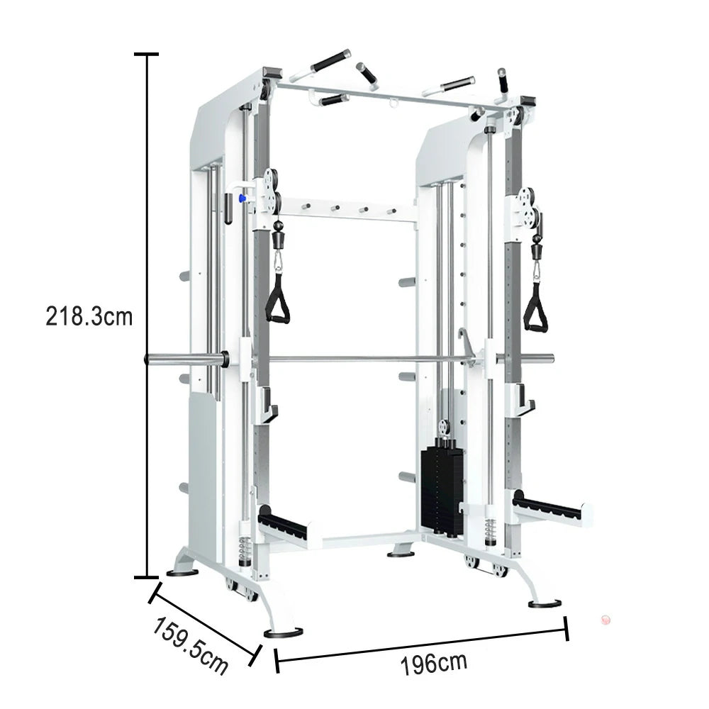 FITPRO Multi-Functional Home Gym Machine - 140kg Pin & Plate Loaded System, Adjustable Fly Handles - White