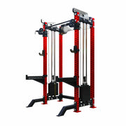 FITPRO Multi-Functional Home Gym Machine - 150kg Pin & Plate Loaded System, Adjustable Fly Handles, Squat Platform - Red