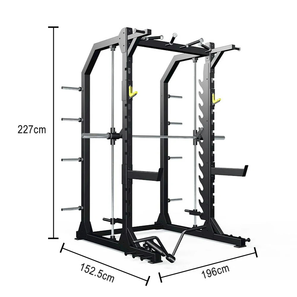 FITPRO Heavy-Duty Multi-Functional Gym Rack - Adjustable Squat Hooks & Pull-Up Handles for Full-Body Strength Training - Black