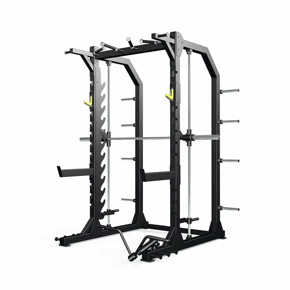 FITPRO Heavy-Duty Multi-Functional Gym Rack - Adjustable Squat Hooks & Pull-Up Handles for Full-Body Strength Training - Black