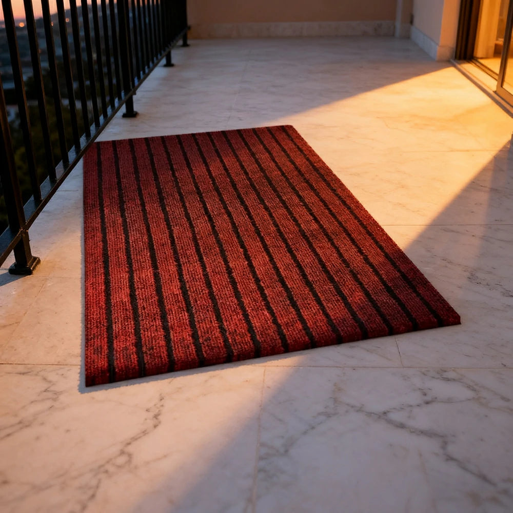 FITPRO Heavy-Duty Anti-Slip Absorbent Floor Mat 90/120/200cm - PP Soft Pile, TPE Odour-Free Backing, Dirt-Trapping Design - Red