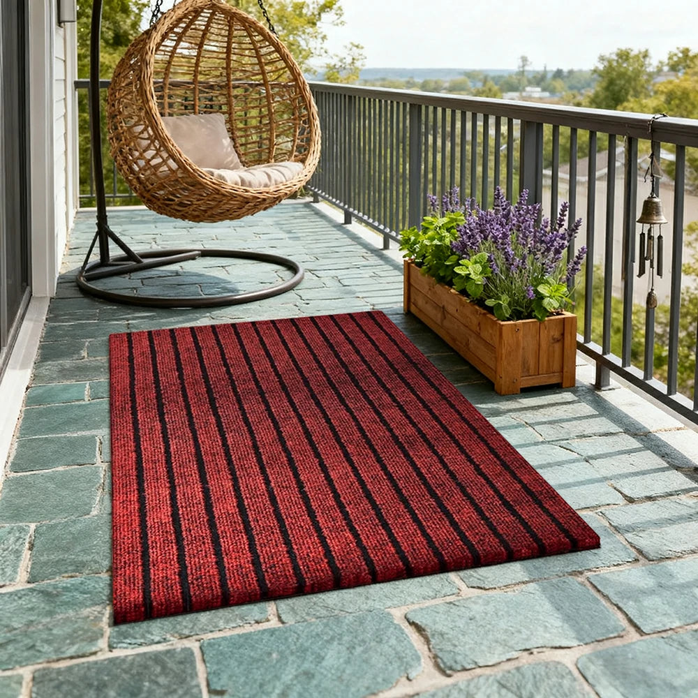 FITPRO Heavy-Duty Anti-Slip Absorbent Floor Mat 90/120/200cm - PP Soft Pile, TPE Odour-Free Backing, Dirt-Trapping Design - Red
