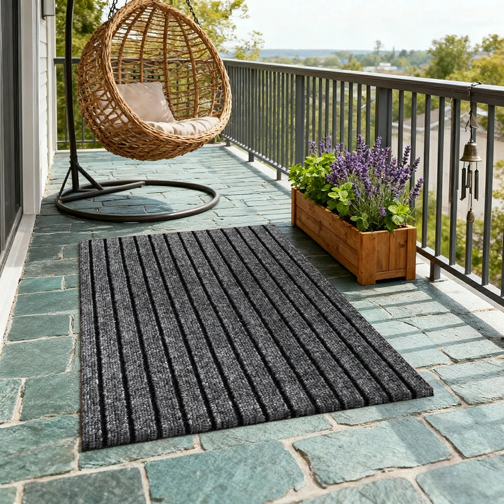 FITPRO Heavy-Duty Anti-Slip Absorbent Floor Mat 90/120/200cm - PP Soft Pile, TPE Odour-Free Backing, Dirt-Trapping Design - Grey