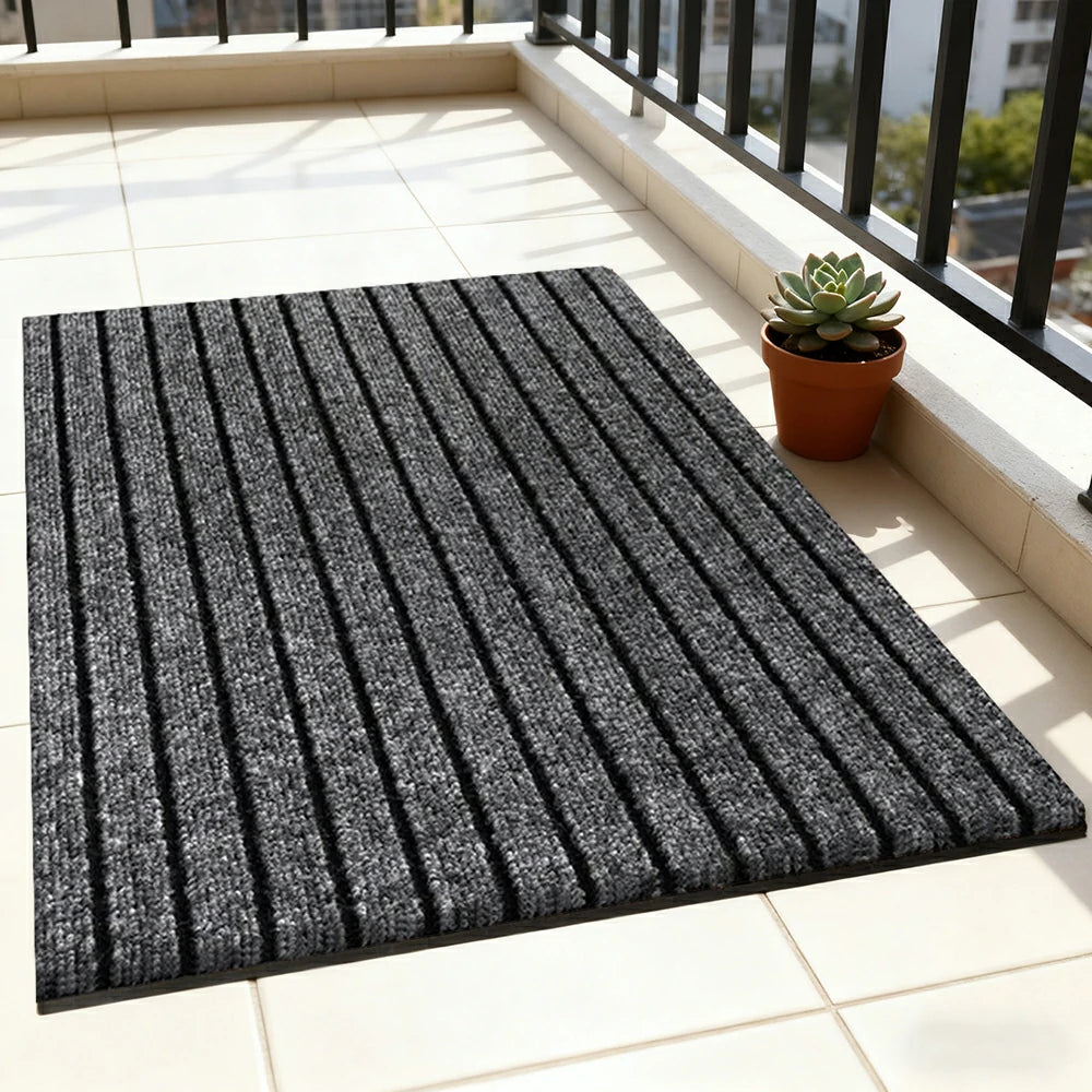 FITPRO Heavy-Duty Anti-Slip Absorbent Floor Mat 90/120/200cm - PP Soft Pile, TPE Odour-Free Backing, Dirt-Trapping Design - Grey