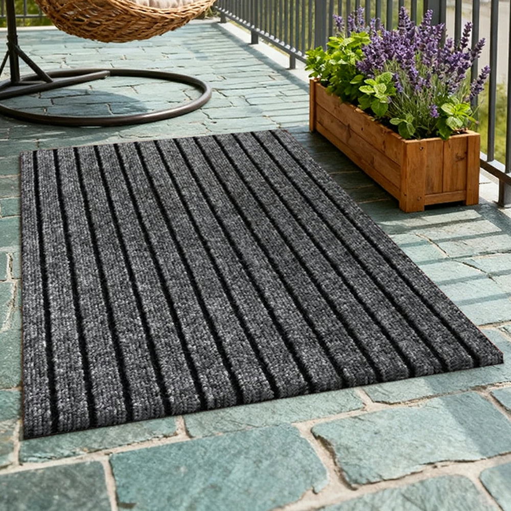 FITPRO Heavy-Duty Anti-Slip Absorbent Floor Mat 90/120/200cm - PP Soft Pile, TPE Odour-Free Backing, Dirt-Trapping Design - Grey