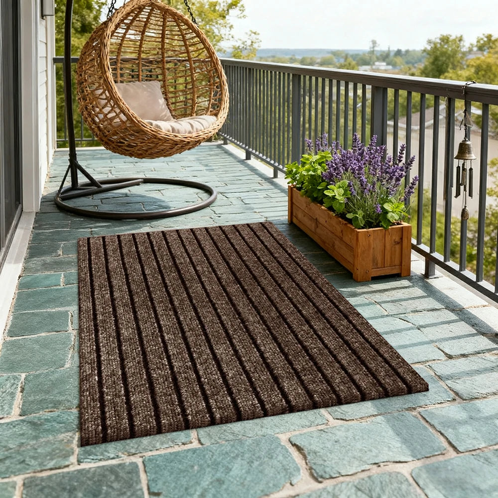 FITPRO Heavy-Duty Anti-Slip Absorbent Floor Mat 90/120/200cm - PP Soft Pile, TPE Odour-Free Backing, Dirt-Trapping Design - Coffee