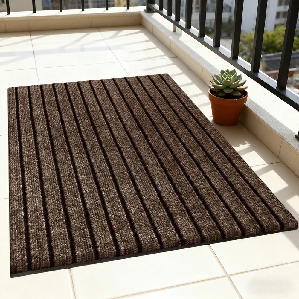 FITPRO Heavy-Duty Anti-Slip Absorbent Floor Mat 90/120/200cm - PP Soft Pile, TPE Odour-Free Backing, Dirt-Trapping Design - Coffee