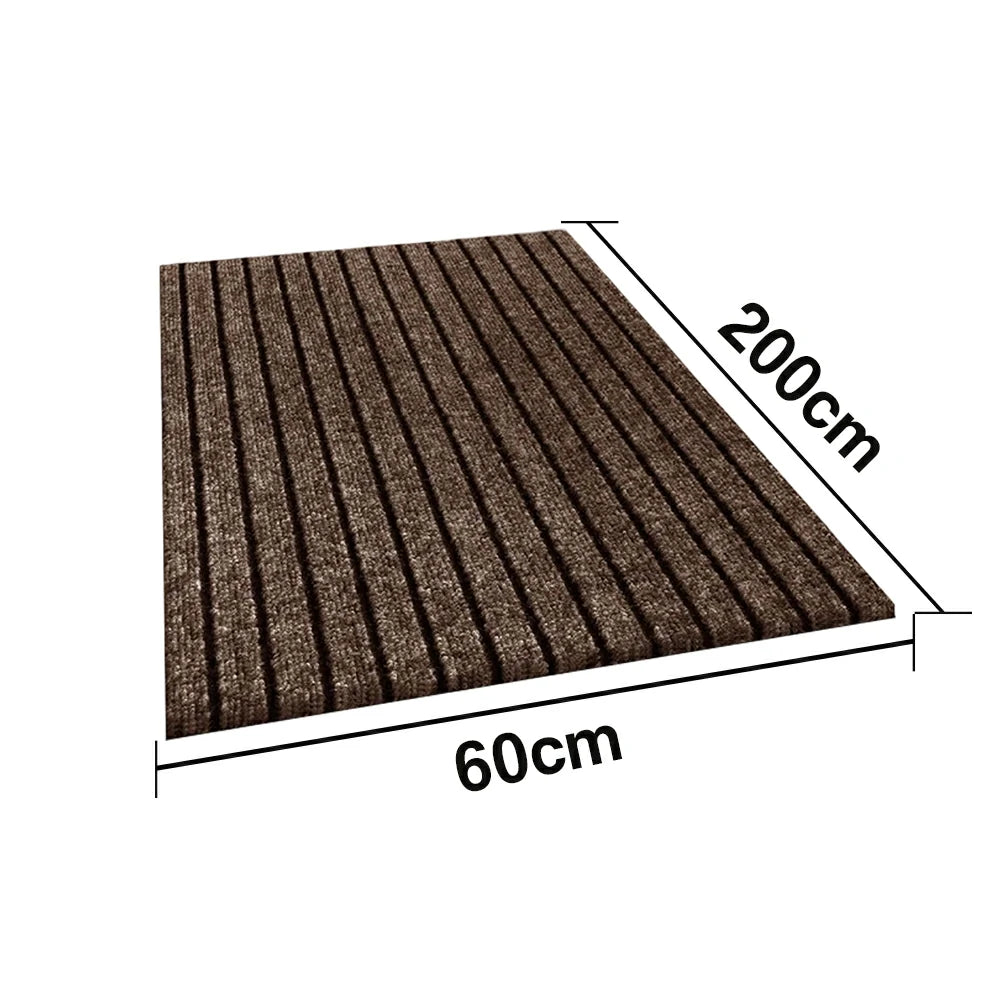 FITPRO Heavy-Duty Anti-Slip Absorbent Floor Mat 90/120/200cm - PP Soft Pile, TPE Odour-Free Backing, Dirt-Trapping Design - Coffee