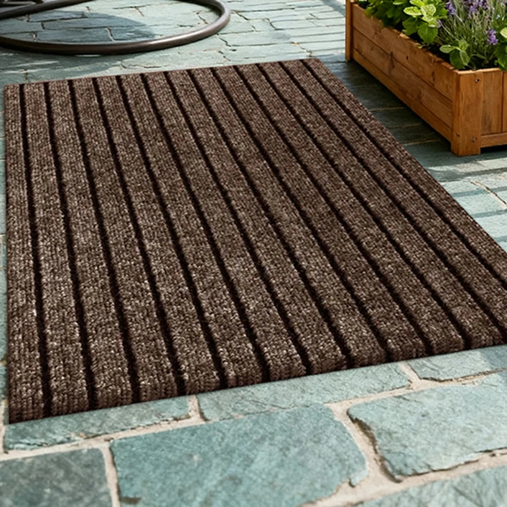 FITPRO Heavy-Duty Anti-Slip Absorbent Floor Mat 90/120/200cm - PP Soft Pile, TPE Odour-Free Backing, Dirt-Trapping Design - Coffee
