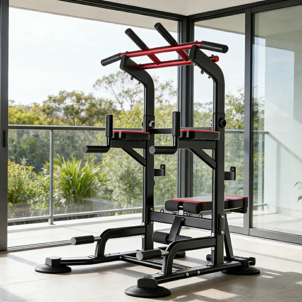 FITPRO Multi-Function Power Tower Adjustable 180-230cm Heavy Duty Steel 1000kg Capacity Foldable Home Gym Station