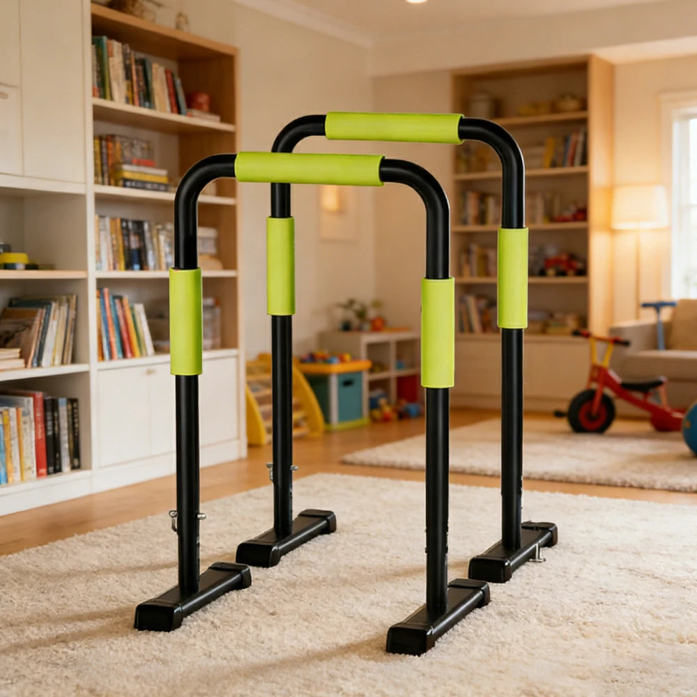 FITPRO Adjustable Dip Bars 81-116cm Height 250kg Capacity Foldable Freestanding Parallel Bars Home Gym Training