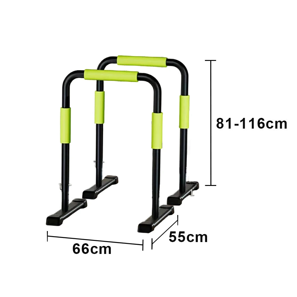 FITPRO Adjustable Dip Bars 81-116cm Height 250kg Capacity Foldable Freestanding Parallel Bars Home Gym Training