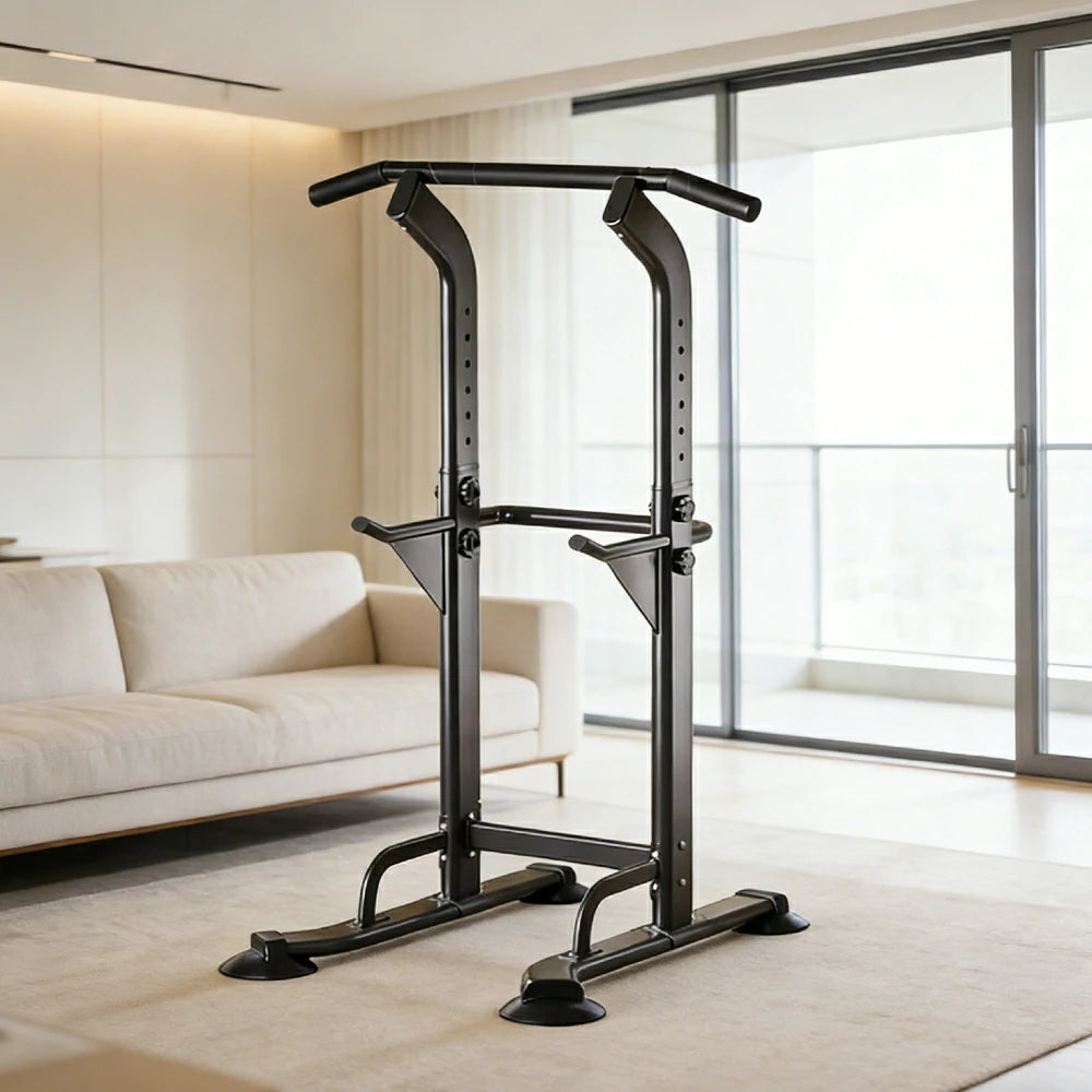 FITPRO Pull Up Bar Station Adjustable 170-210cm Heavy Duty Steel 500kg Capacity Home Gym Strength Training - Black