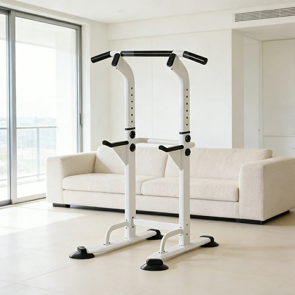 FITPRO Pull Up Bar Station Adjustable 170-210cm Heavy Duty Steel 500kg Capacity Home Gym Strength Training - White