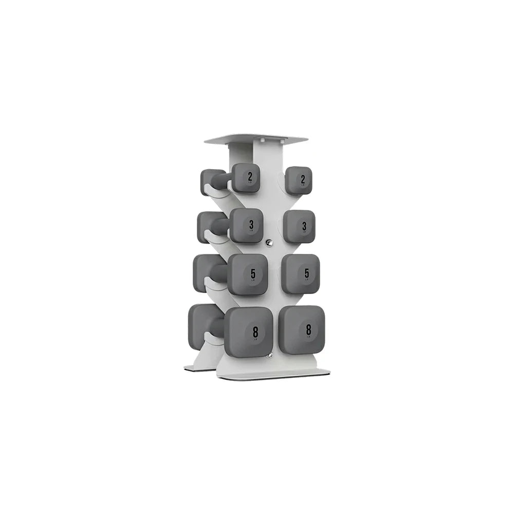 FITPRO Dumbbell Rack Set with 4 Pairs of Dumbbells and Vertical Storage for Small-Space Home Fitness - Beige&Grey