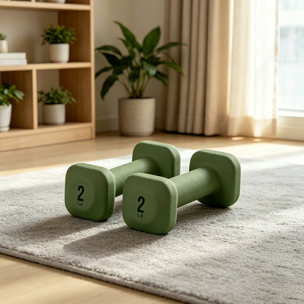 FITPRO Dumbbell Rack Set with 4 Pairs of Dumbbells and Vertical Storage for Small-Space Home Fitness - Beige&Rainbow