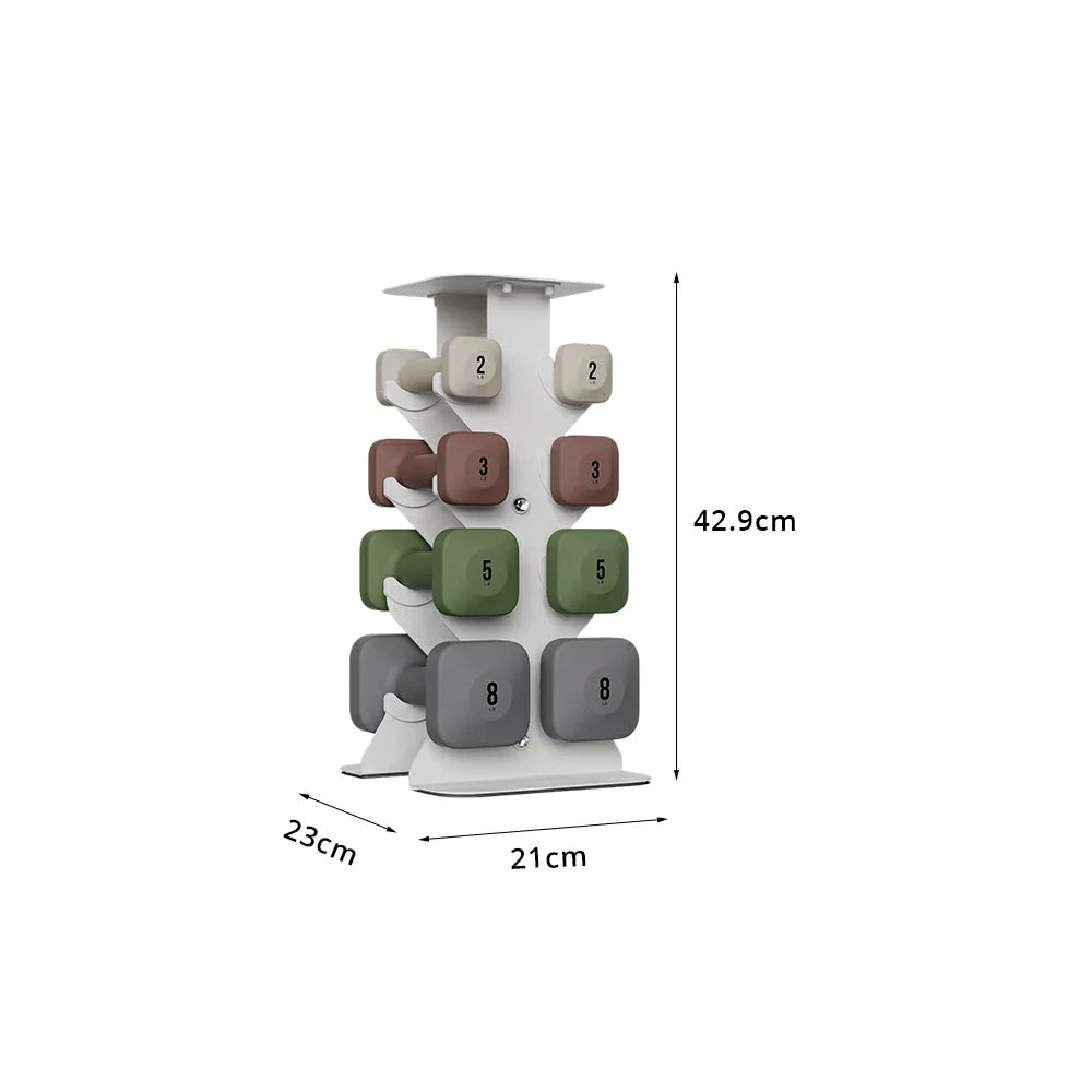 FITPRO Dumbbell Rack Set with 4 Pairs of Dumbbells and Vertical Storage for Small-Space Home Fitness - Beige&Rainbow