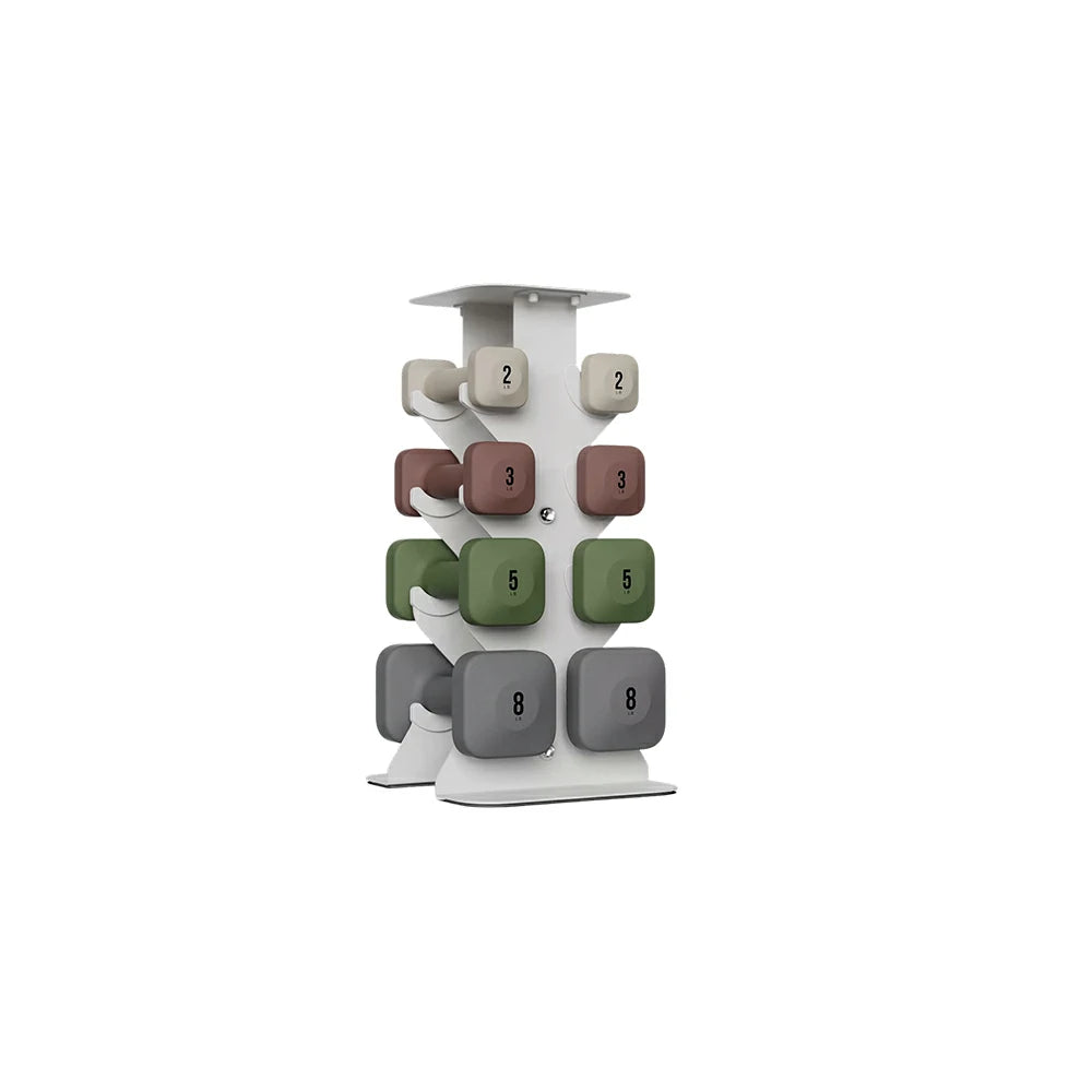 FITPRO Dumbbell Rack Set with 4 Pairs of Dumbbells and Vertical Storage for Small-Space Home Fitness - Beige&Rainbow