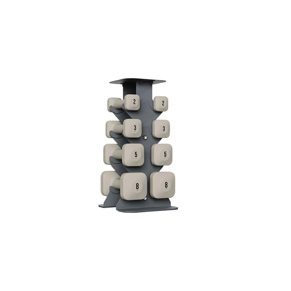 FITPRO Dumbbell Rack Set with 4 Pairs of Dumbbells and Vertical Storage for Small-Space Home Fitness - Grey&White