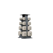 FITPRO Dumbbell Rack Set with 4 Pairs of Dumbbells and Vertical Storage for Small-Space Home Fitness - Grey&White