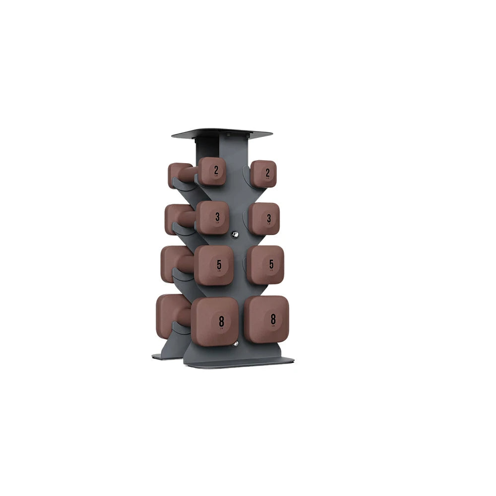 FITPRO Dumbbell Rack Set with 4 Pairs of Dumbbells and Vertical Storage for Small-Space Home Fitness - Grey&Red