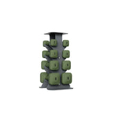 FITPRO Dumbbell Rack Set with 4 Pairs of Dumbbells and Vertical Storage for Small-Space Home Fitness - Grey&Green