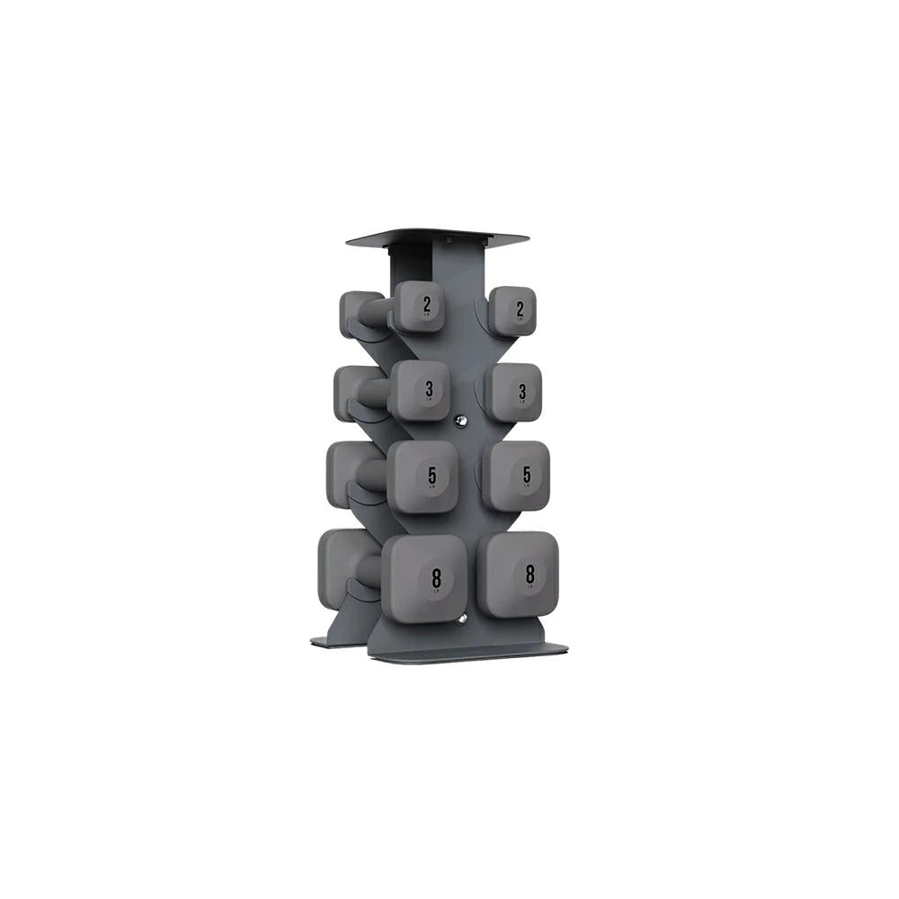 FITPRO Dumbbell Rack Set with 4 Pairs of Dumbbells and Vertical Storage for Small-Space Home Fitness - Grey