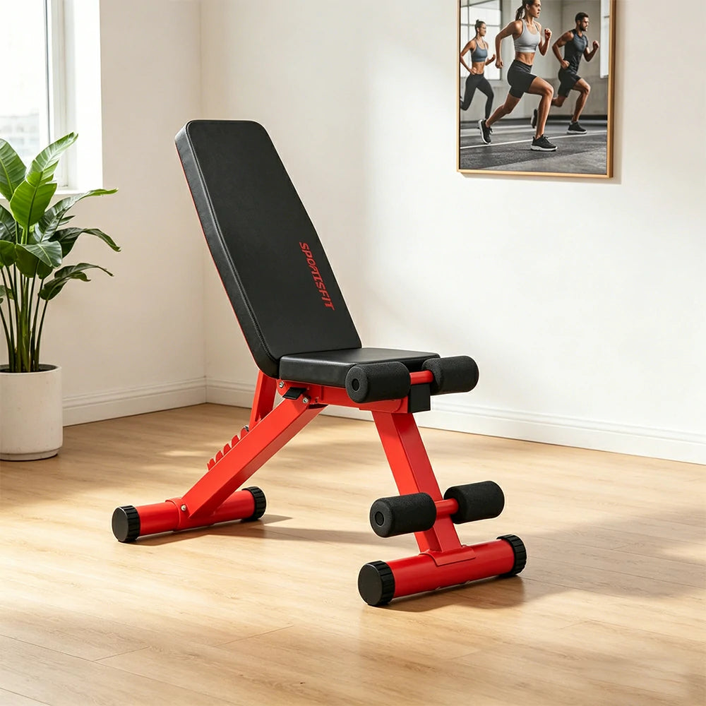 FITPRO Adjustable Dumbbell Bench with 8-Level Backrest and 525kg Capacity for Home Strength Training - Red