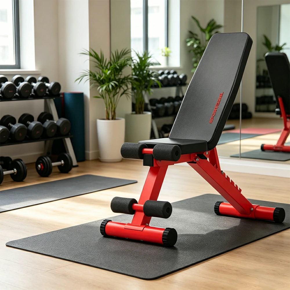 FITPRO Adjustable Dumbbell Bench with 8-Level Backrest and 525kg Capacity for Home Strength Training - Red