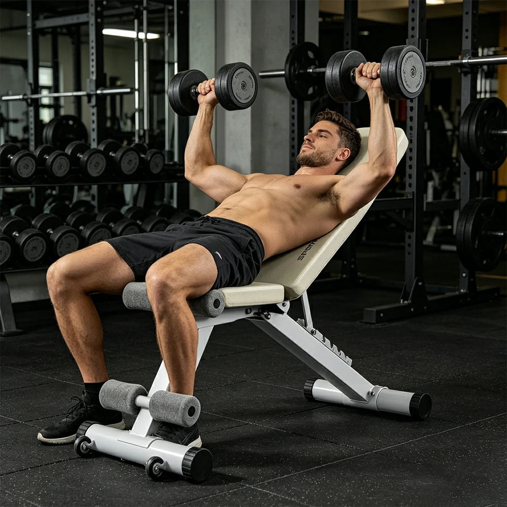FITPRO Adjustable Dumbbell Bench with 8-Level Backrest and 525kg Capacity for Home Strength Training - Grey