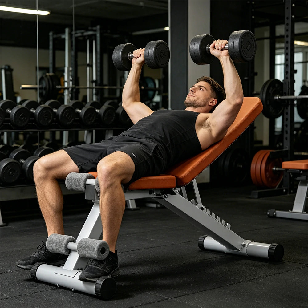 FITPRO Adjustable Dumbbell Bench with 8-Level Backrest and 525kg Capacity for Home Strength Training - Brown