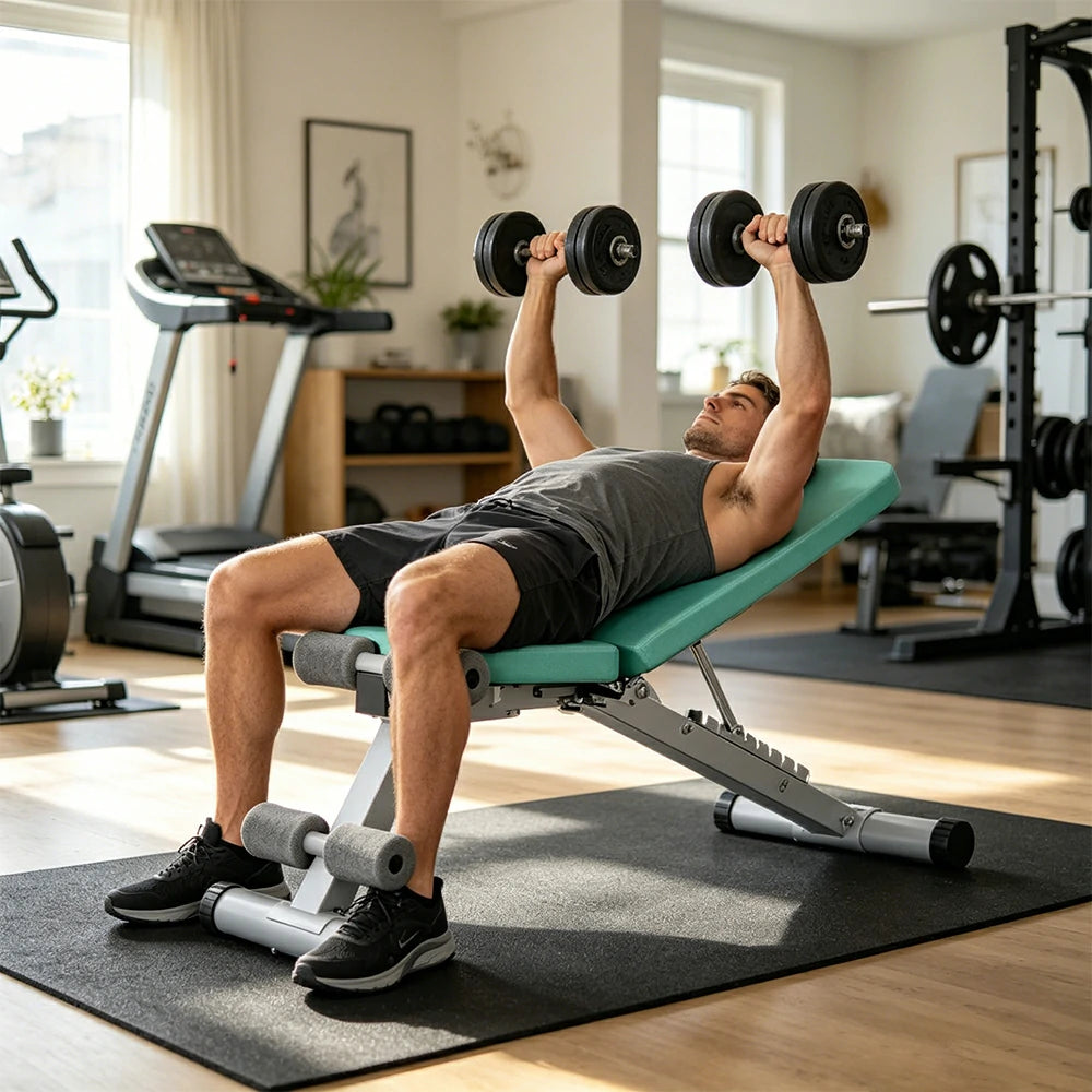 FITPRO Adjustable Dumbbell Bench with 8-Level Backrest and 525kg Capacity for Home Strength Training - Green