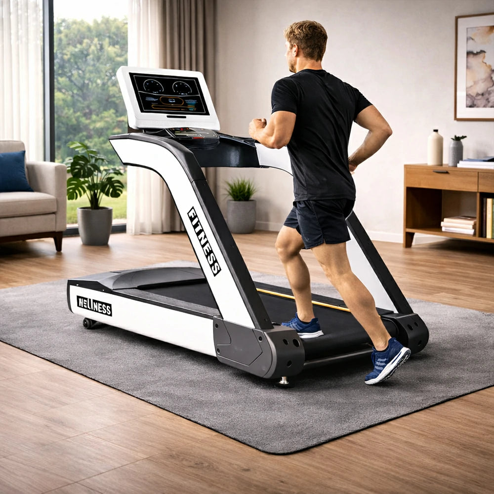 FITPRO High-Performance Treadmill with AC Variable Frequency Motor and Wide Running Belt for Commercial Fitness Training - White