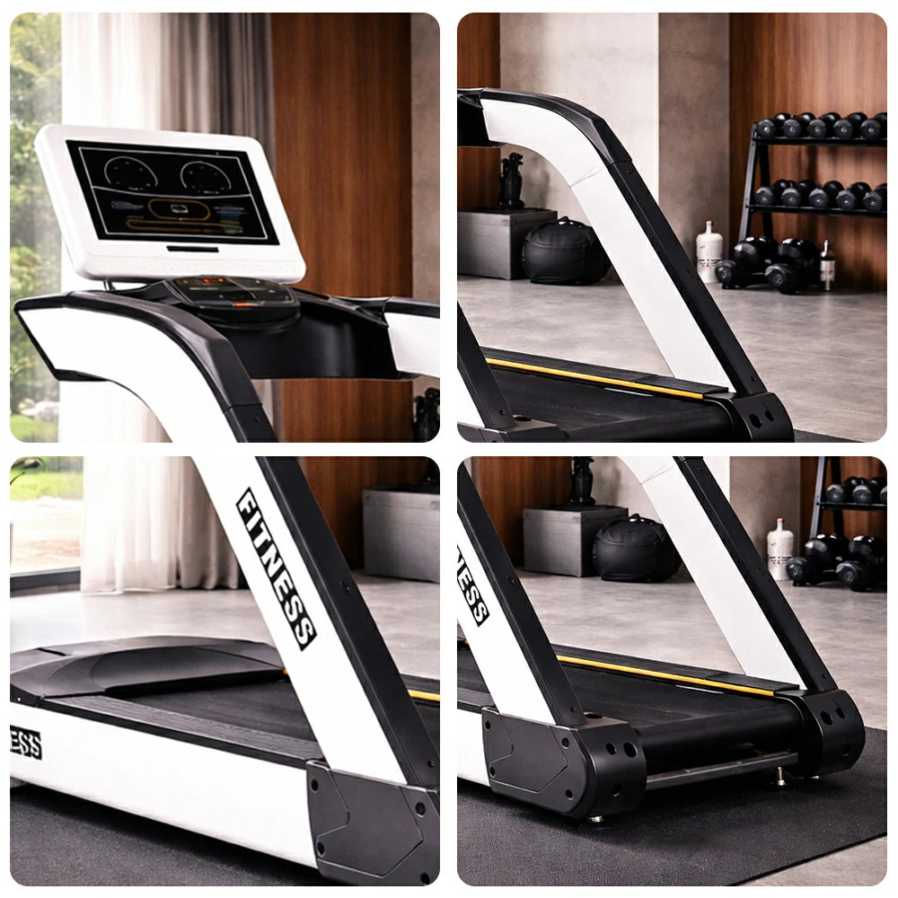 FITPRO High-Performance Treadmill with AC Variable Frequency Motor and Wide Running Belt for Commercial Fitness Training - White