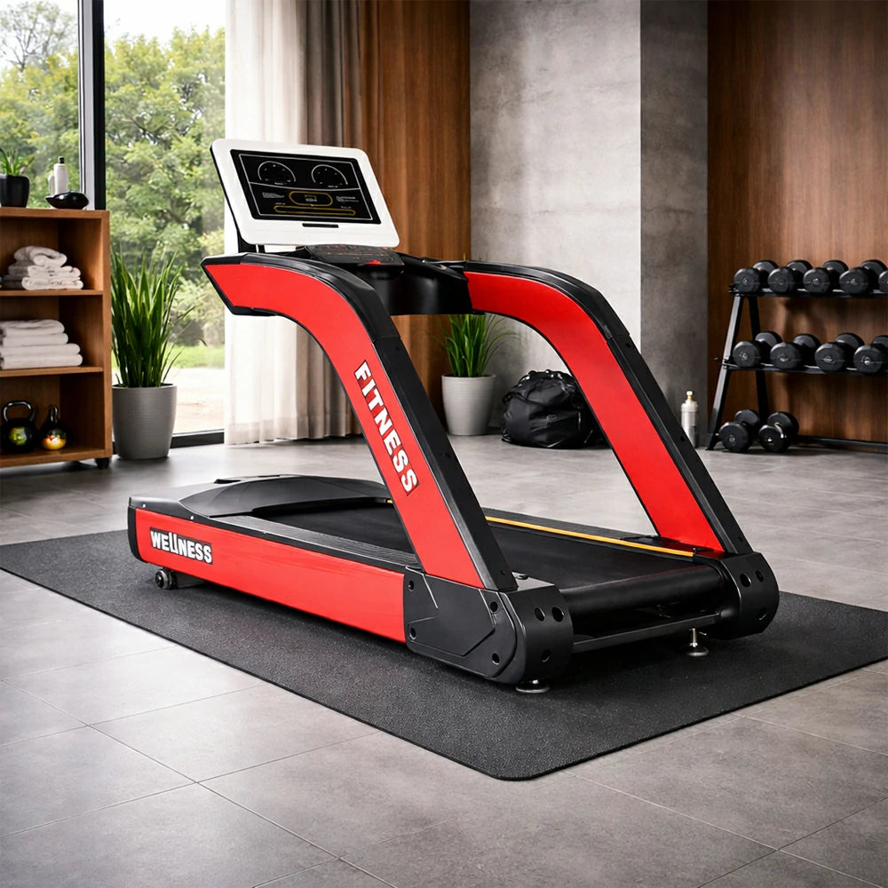 FITPRO High-Performance Treadmill with AC Variable Frequency Motor and Wide Running Belt for Commercial Fitness Training - Red