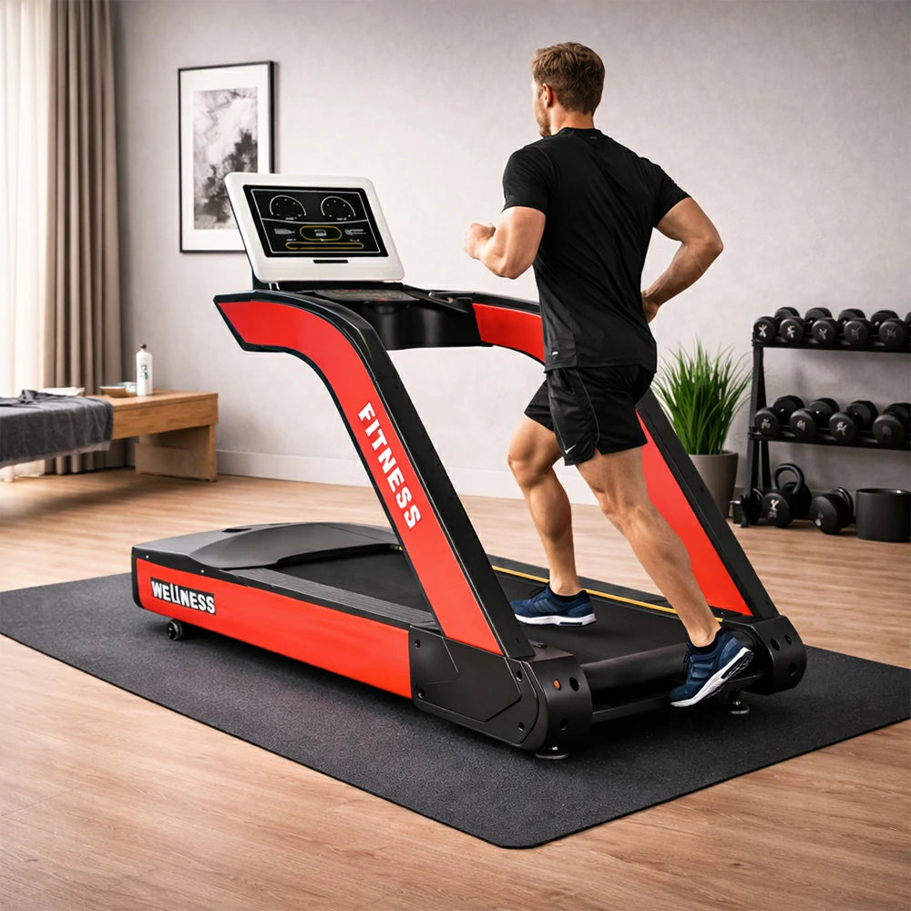 FITPRO High-Performance Treadmill with AC Variable Frequency Motor and Wide Running Belt for Commercial Fitness Training - Red