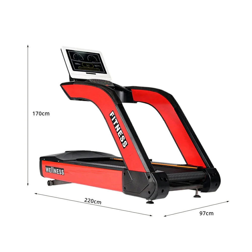 FITPRO High-Performance Treadmill with AC Variable Frequency Motor and Wide Running Belt for Commercial Fitness Training - Red