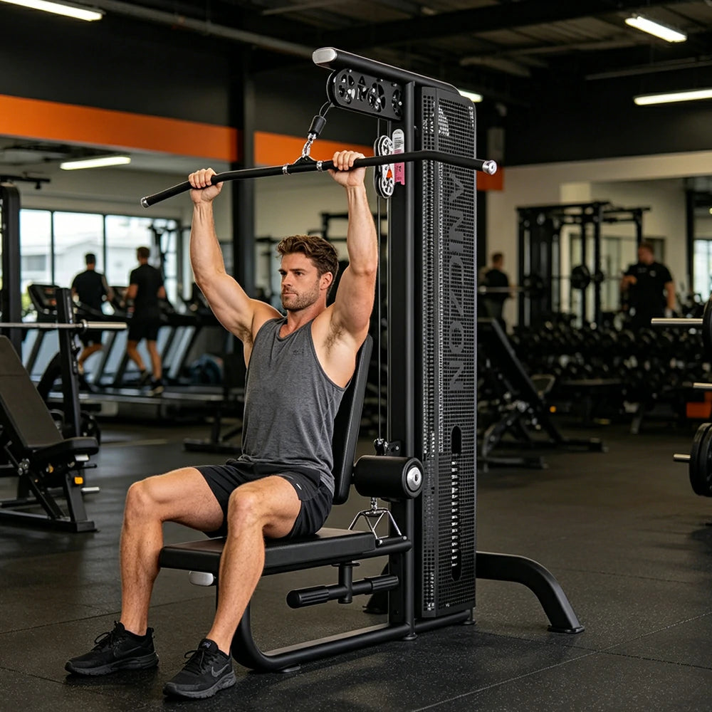 FITPRO Lat Pulldown and Rowing Machine Dual Function Cable Trainer Home Gym Strength Training - Black